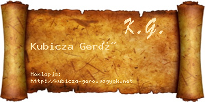 Kubicza Gerő névjegykártya